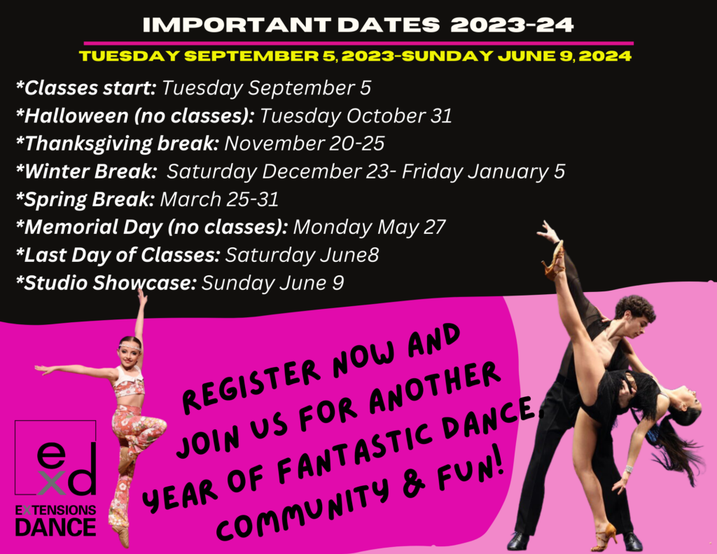 Schedule of classes 2023-2024 | Extensions Dance Center